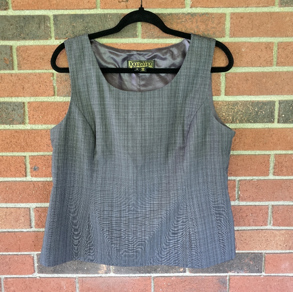 Donna Vinci Sleeveless Layering Work Top Women 10 Grey Sleeveless Wide Strap